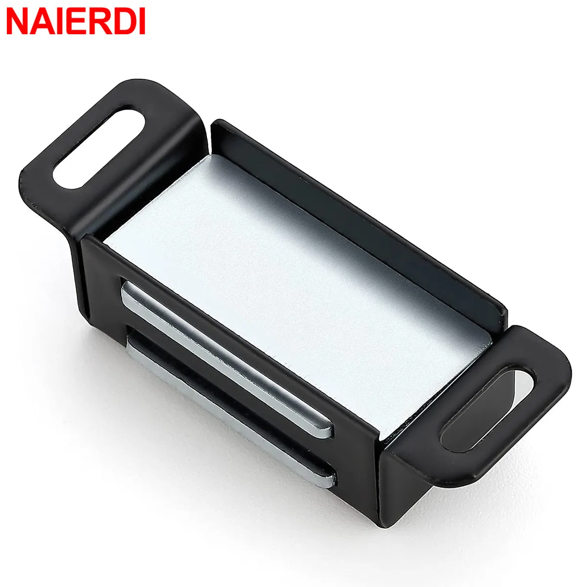 NAIERDI 4PCS Black Door Catch,Cabinet Magnetic Catch,Stainless Steel Closet Doors Catches Door Latches Wardrobe Door Hardware