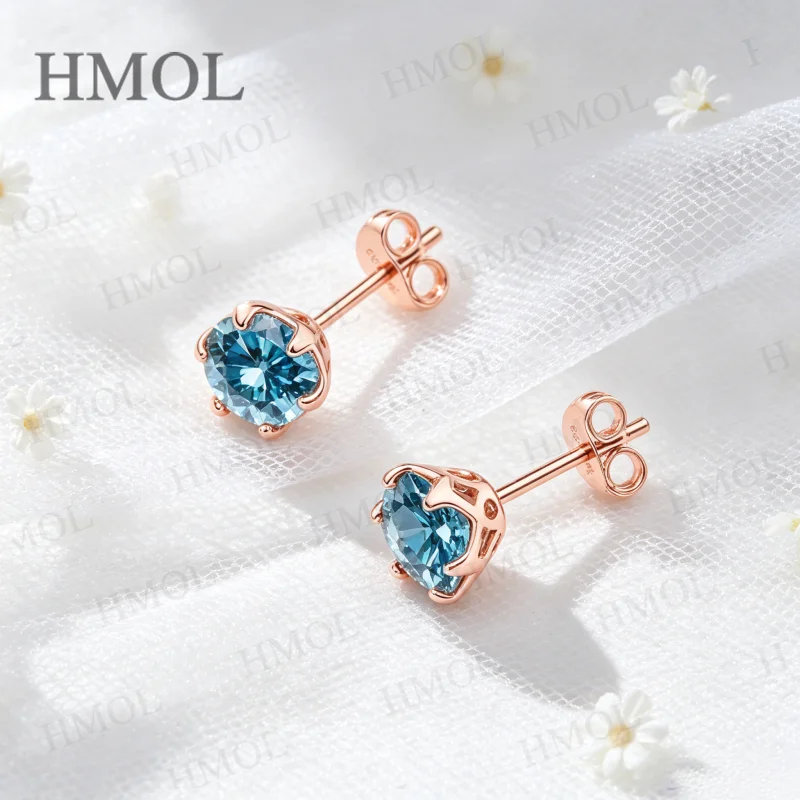 1CT Moissanite Earrings Round Multi‑Color VVS1 925 Sterling Silver GRA Certified Hypoallergenic Factory Direct Perfect Gift