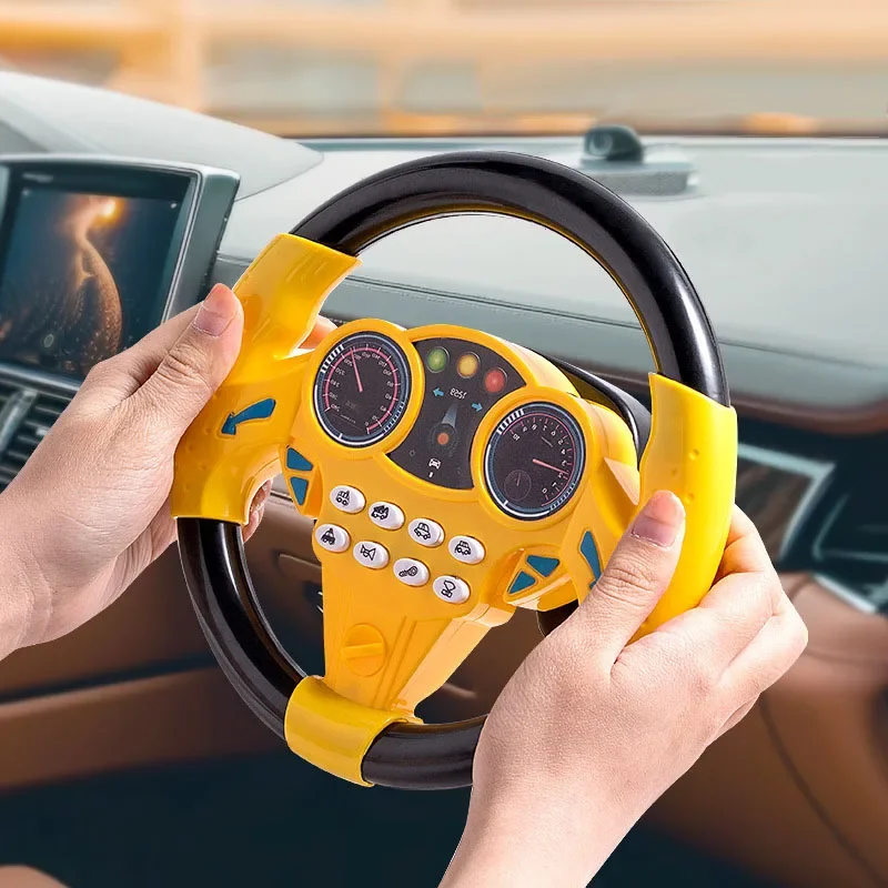 Brinquedo de volante com simulação leve para crianças, condução, som, música, engraçado, educacional, bebê, eletrônico, viagem, crianças, fofo