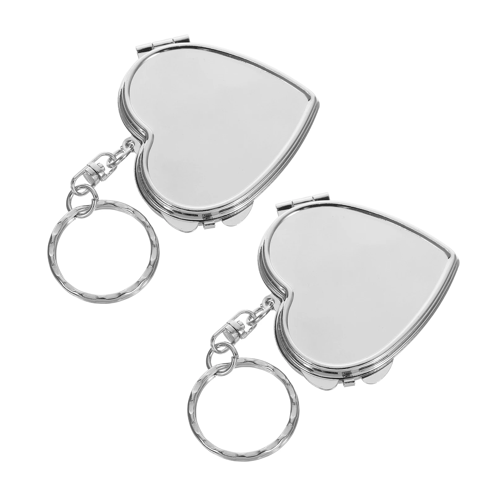

2Pcs Heart-Shaped Flip Keychain Mirror Portable Double-Sided Compact Makeup Mirror Purse Pendant Charm