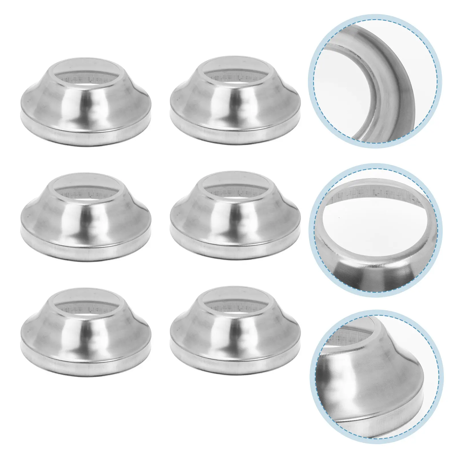 Stainless Steel Railing Post Base Flange 6 Piece Heavy Duty Round Polished Deck Handrail Support