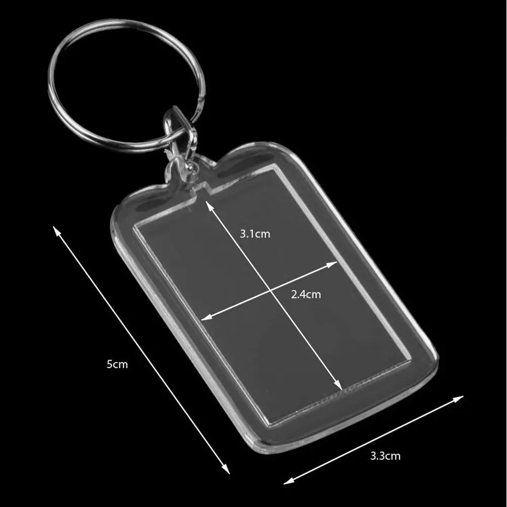 Practical-Lot Of 10Pcs Keyring DIY Detachable White Rectangle Photo Frame Keyring 3.3X5cm