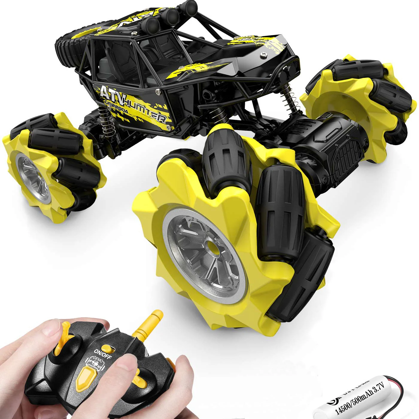 Remote Control Car 4WD 2.4G Metal RC Monster Truck,1/16 RC Stunt Car with LED Headlight Off Road All Terrains Crawler RC Vehicle