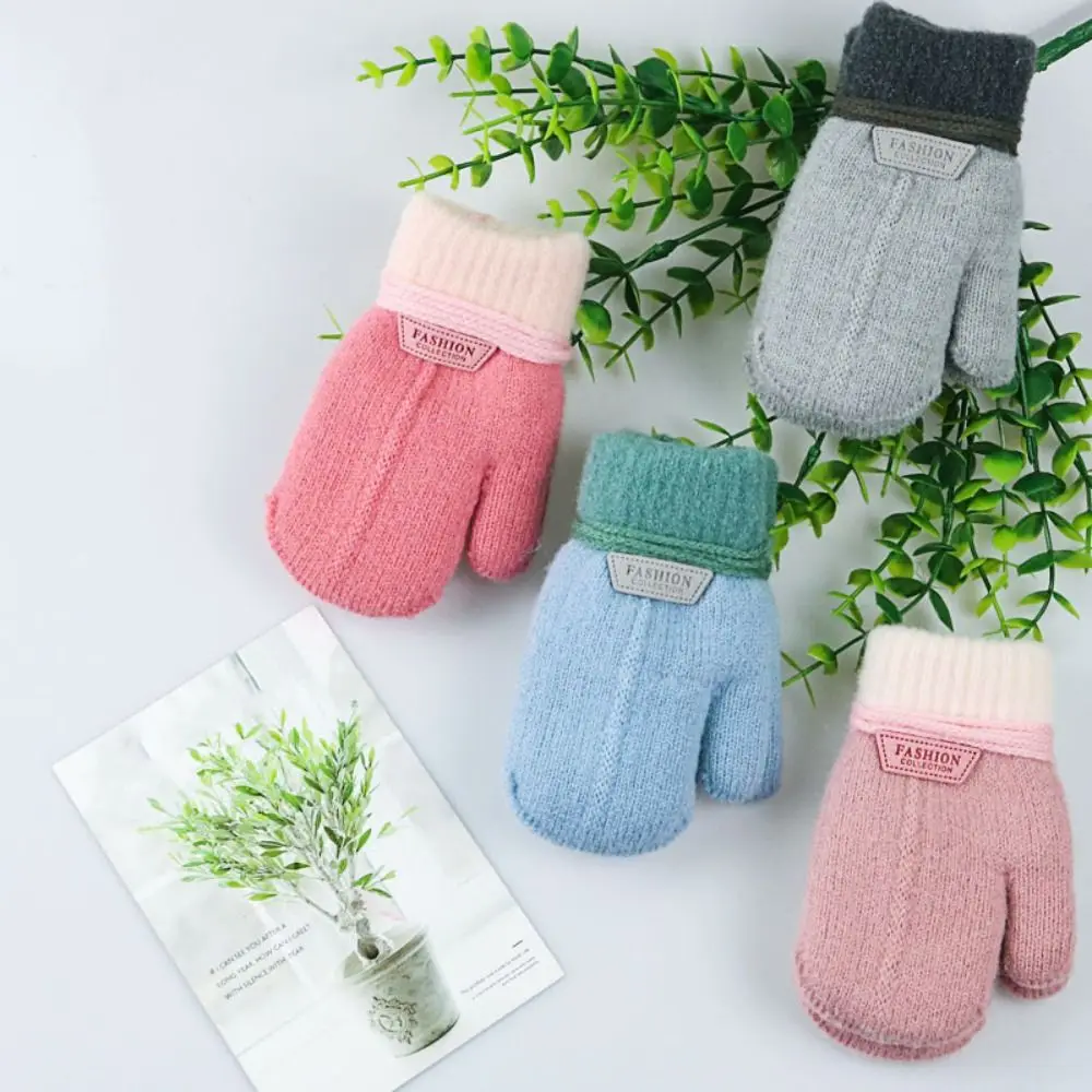 Comfortable Knitted Children Mittens Hand Warmers Cozy Thicken Mittens Breathable Winter Ski Gloves Girl Boy