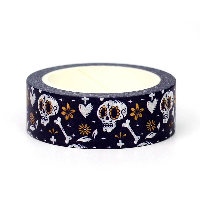 2024 NEW 1pc 10M Decor Blue Skull and Flower Halloween Washi Tape for Scrapbooking Masking Tape Cute Journaling Stationery