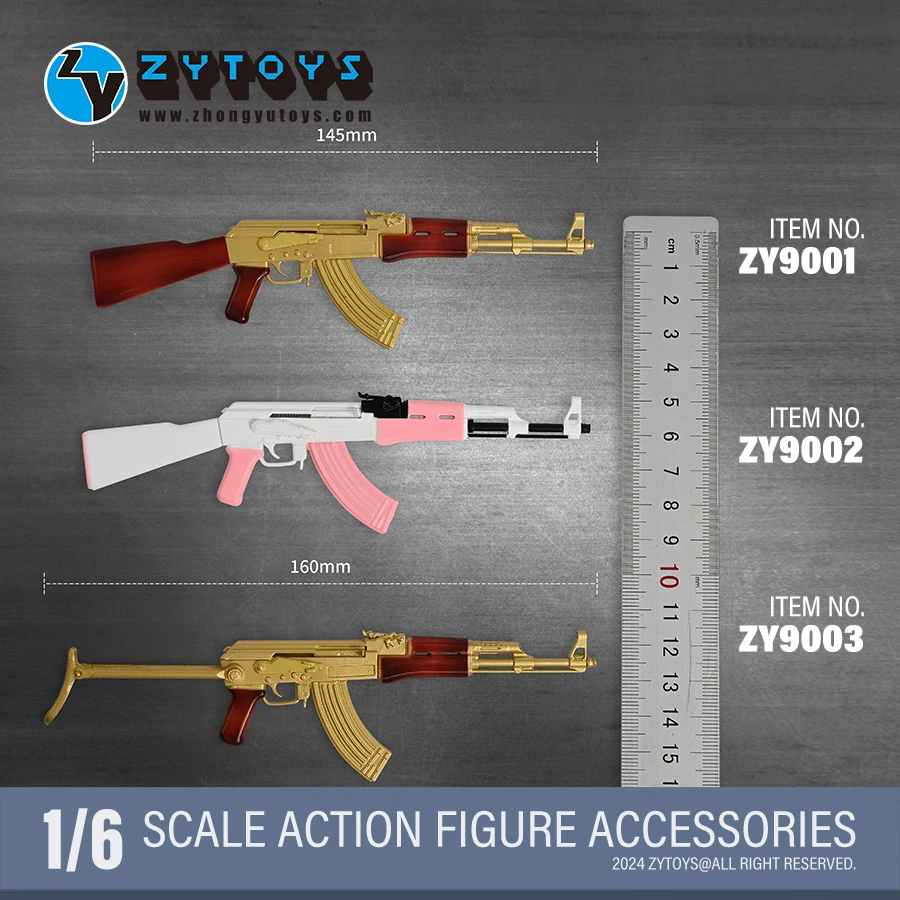 NEW ZYTOYS 1/6 Scale AK47 Assault Rifle Pink Gold Plastic Model for 12inch Action Figure OB BDJ Dolls Body Collection