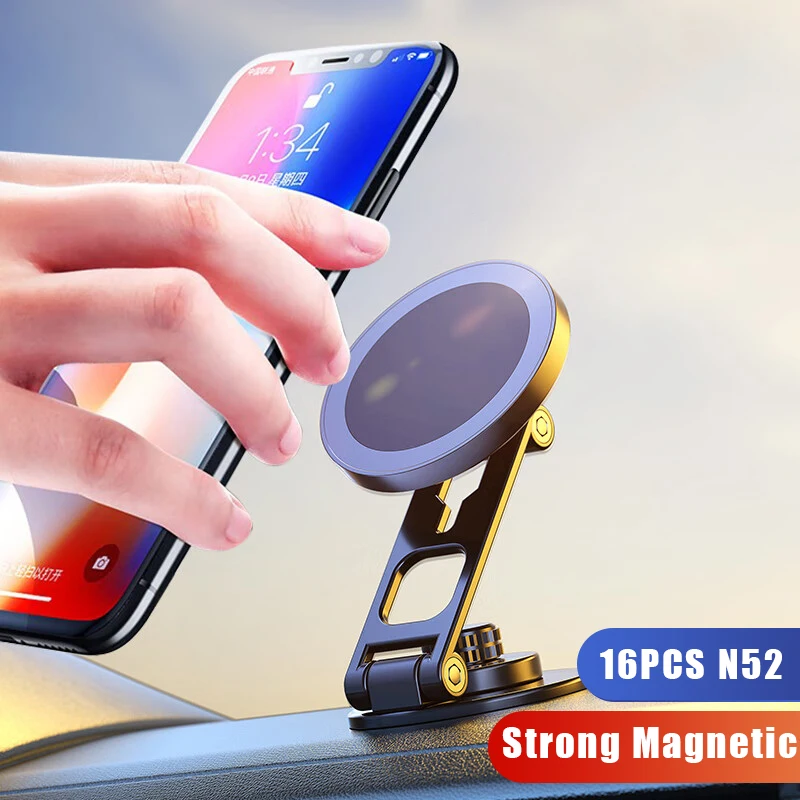 حامل هاتف السيارة المغناطيسي القوي حامل المغناطيس سنادات بالسيارة لتحديد المواقع المحمول قوس ل Magsafe آيفون 17 16 15 14 13 12 سامسونج