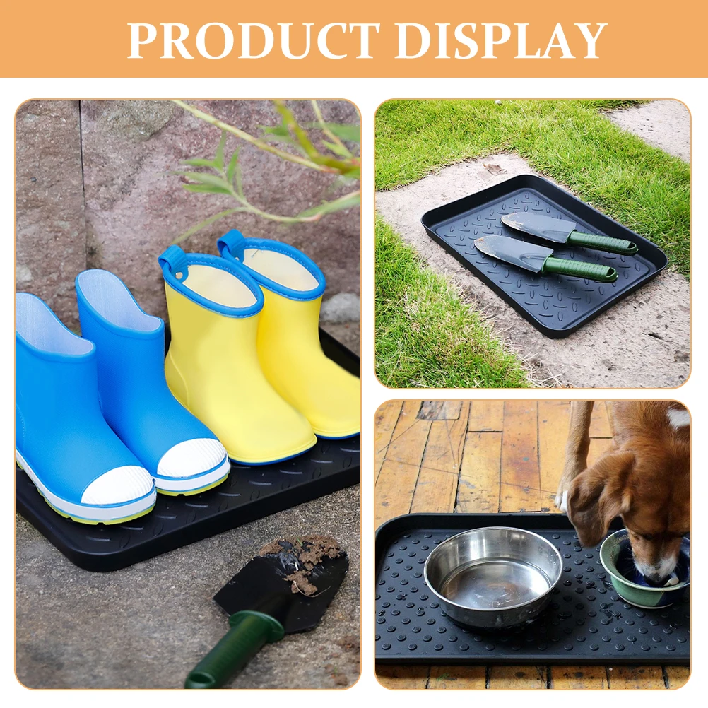 

3pcs Black Plastic Shoe Tray for Indoor Outdoor Large Boot Storage Mats Hallway Floor Pet Bowls Car Trunk Potted Plant
