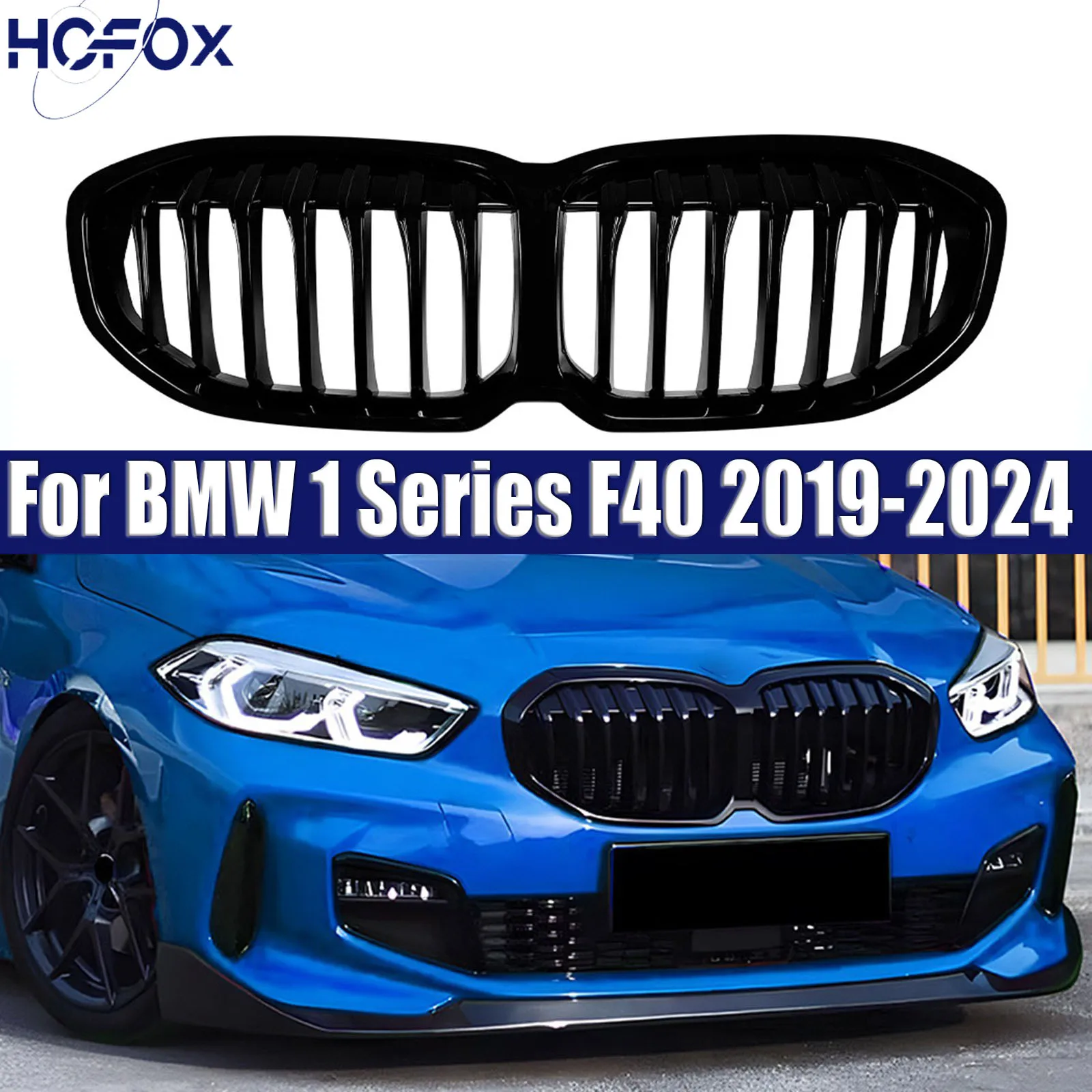 

Car Front Bumper Hood Kidney Grill Racing Grilles Grid With Single line Double line For BMW 1 Series F40 2019-2024