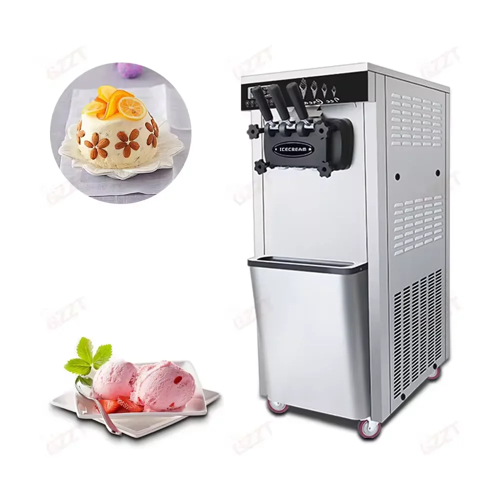 Commercial Table Top Soft Ice Cream Machine High Productivity Three Flavors Stainless Steel for Business Electric 12 Hot Product