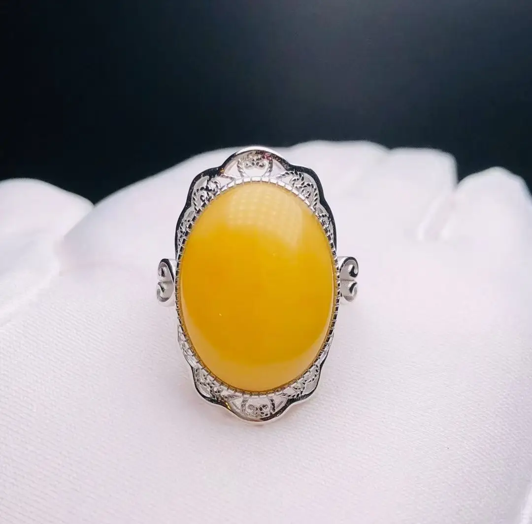 

Pure Silver Filigree Ring with Natural Amber Cabochon Face Size 22 4x16 5x7 7mm Retro Elegant Antique Artisan Crafted Jewelry