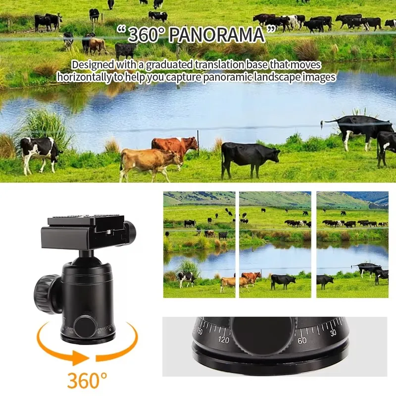 Tripé portátil, suporte de viagem leve, mini tripé de vídeo de mesa com cabeça esférica de 360 graus, adequado para sapatos de viagem ao ar livre