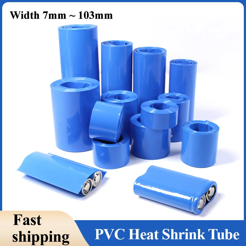 1m~50m PVC Heat Shrink Tube 18650 Lipo Battery Pack Width 7mm ~ 103mm Insulated Protection Film Wrap lithium Case Cable Sleeve