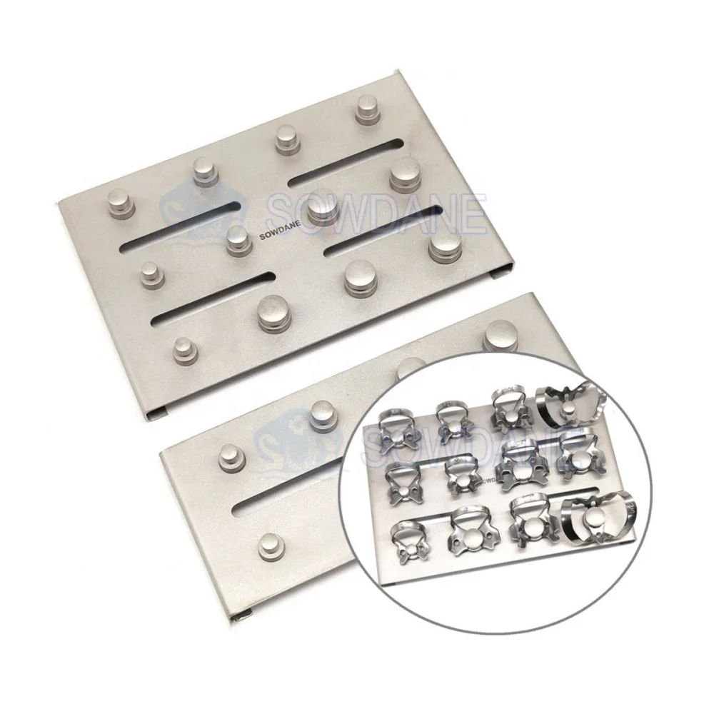 Lab Rubber Dam Clamps Restorative Clips Holder Lab Dam Clamp Sheets Stainless Steel Tray Tool