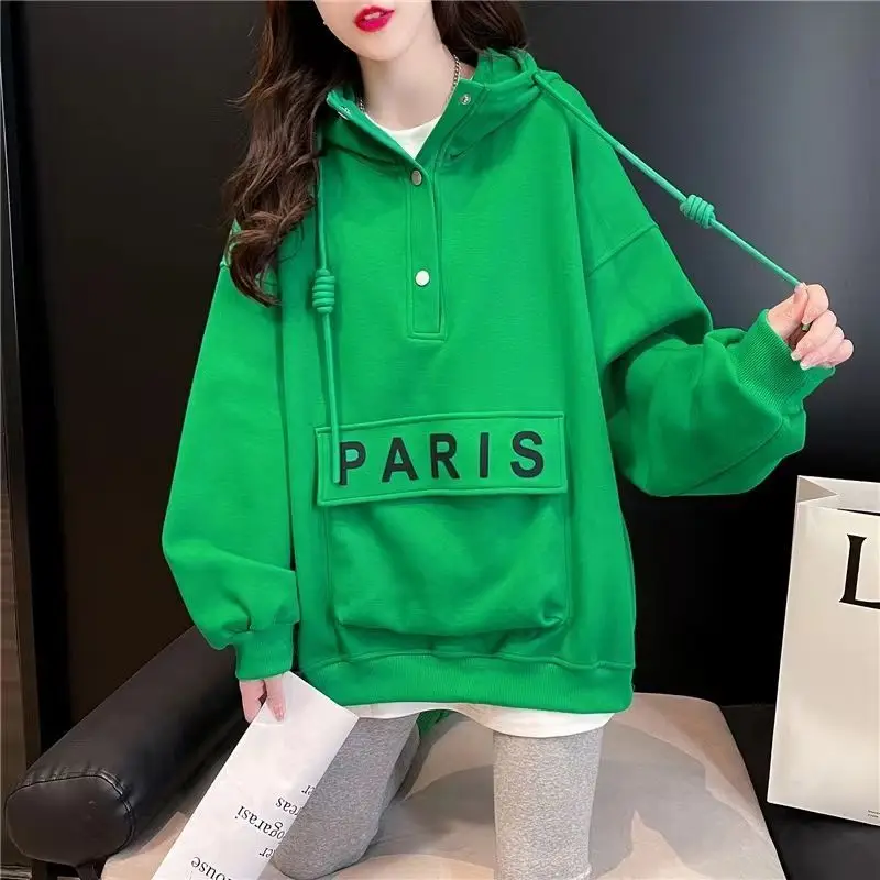 Long Sleeve Ladies Pullovers Pocket Women\'s Clothing Autumn Winter Thin Casual 2023 New Hooded Sweatshirts Drawstring T-Shirts