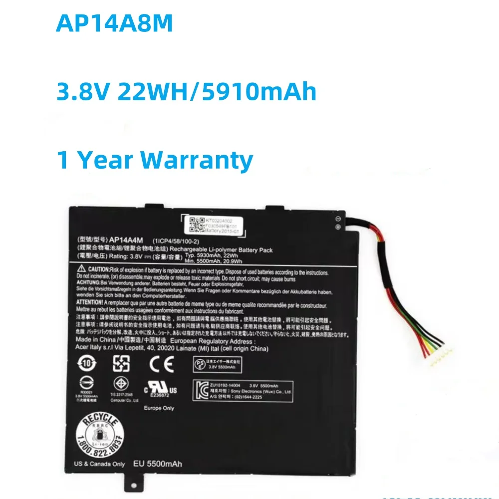 

New AP14A8M 3.8V 22WH/5910mAh Laptop Battery For Acer Iconia Tab 10 A3-A20 A3-A20FHD SW5-011 SW5-012 AP14A4M