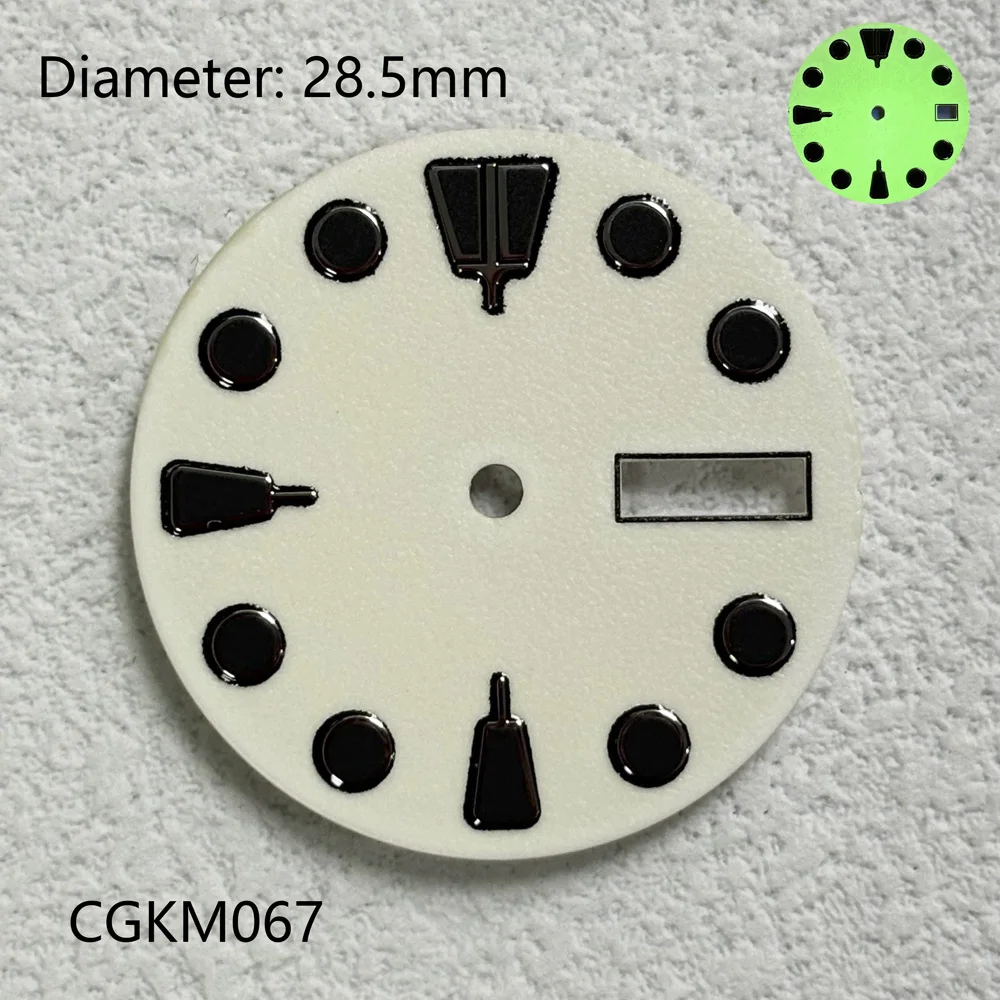 28.5mm Sterile Dial White Green Luminous Dial Customizable DIY Dial NH Dial 35/36 Dial Movement Watch Replacement Accessories