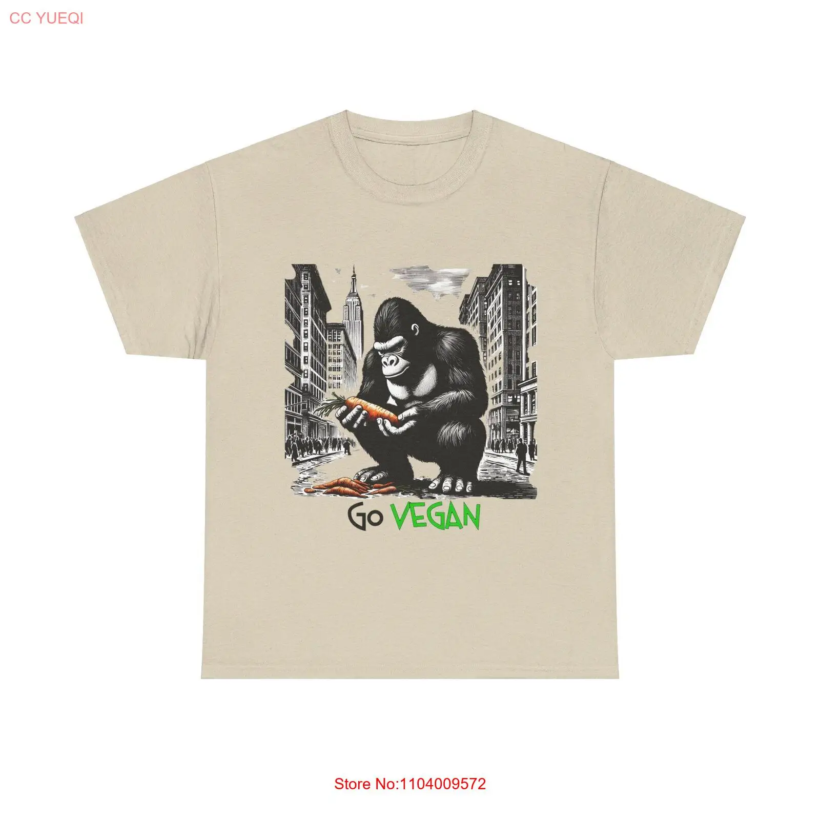 Heavy Cotton T-shirt vegan veggie animal cruelty advocacy no kill test king kong