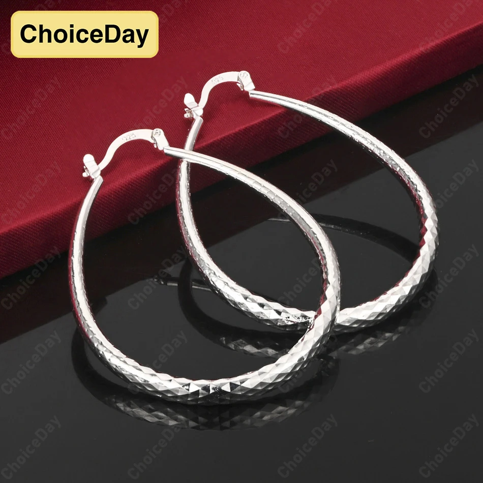 

ChoiceDay 925 Sterling Silver Exquisite Shining U-Shaped Hoop Earrings Women Jewelry Accessories Party Gift