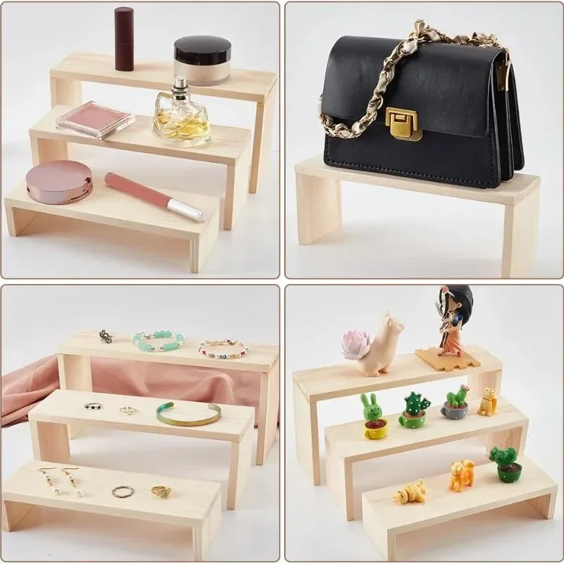 Various Styles Wooden Display Stand Dessert Figurines Doll Jewelry Product Displays Kitchen Seasoning Storage Hold Heavy Objects