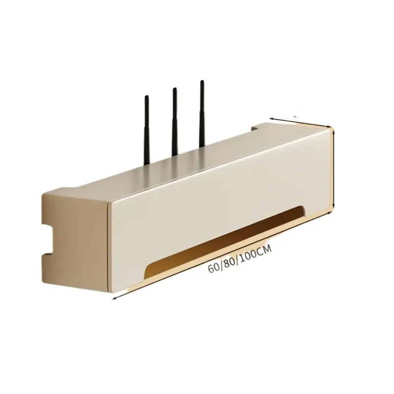 Cream Wind TV Set Top Box Dust-Proof Wall Mounted Storage Wifi Power Cord Plug Board Organizer Multi-Function Rack Neat Cable