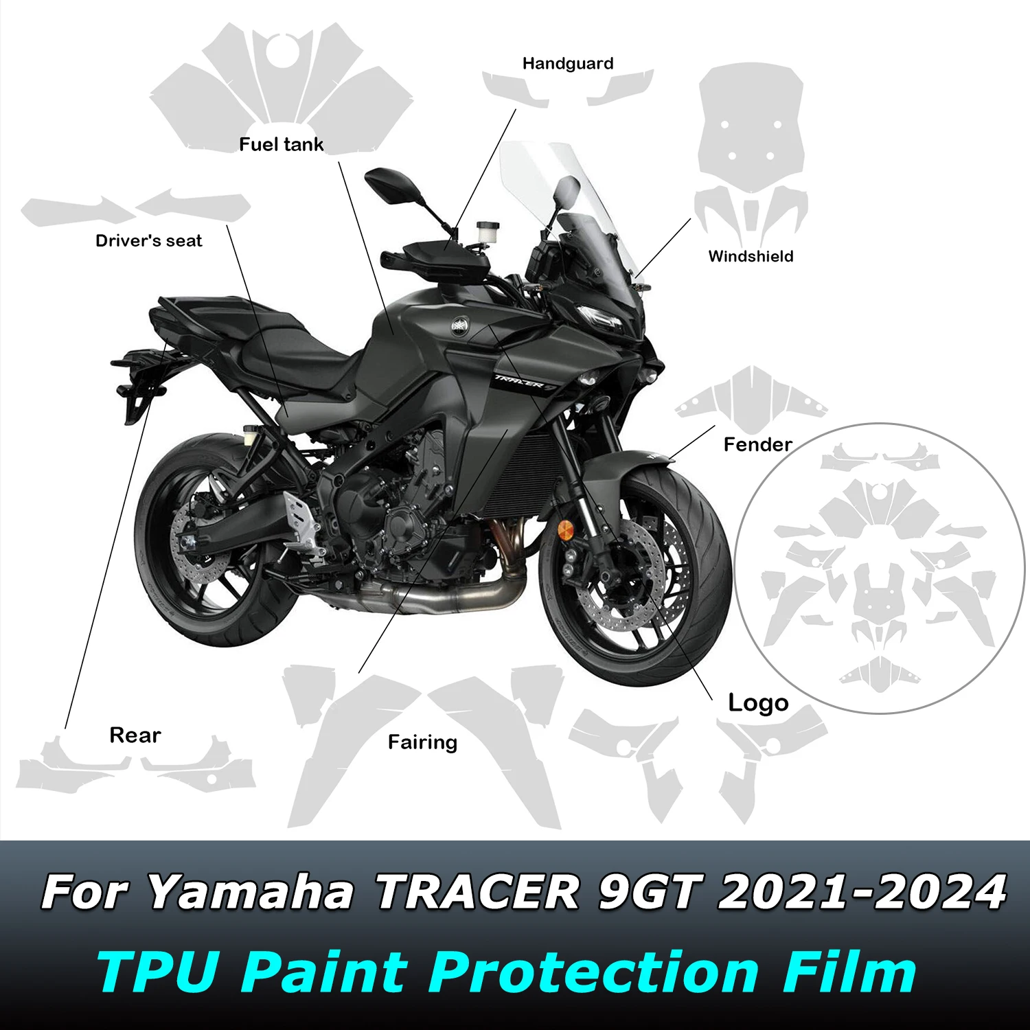 Fits Tracer 9GT Tracer9GT 2021-2024 PPF TPU Paint Protective Film For Yamaha TRACER 9GT Motorcycle Accessories Stickers Kit