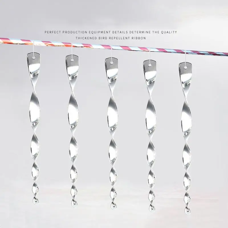 [MOA]6/10/12Pcs Silvery Hanging Sparkling Bird Repellent Spiral Reflectors Deterrents For Garden Scare Away Woodpeckers Pigeons