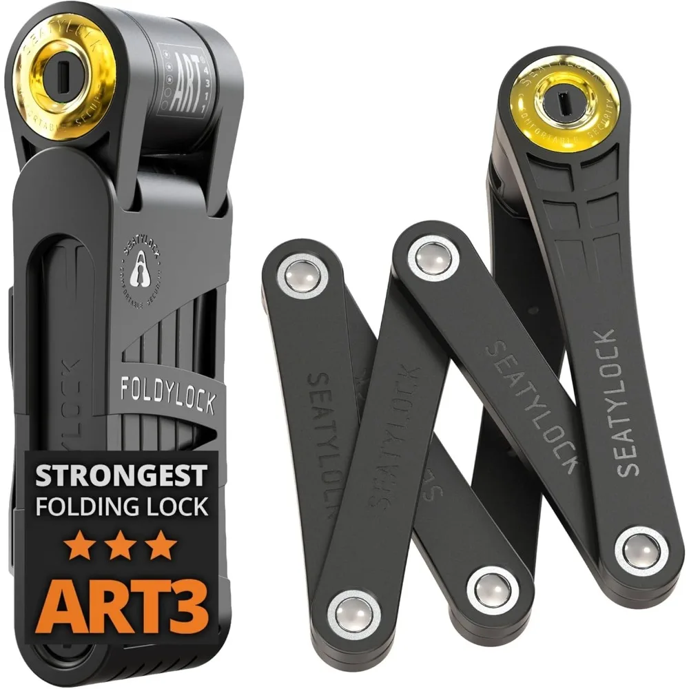 Best - FoldyLock Forever Folding Bike Lock - Patented Sleek High Security Sold Secure Gold Bicycle Lock - Heavy Duty
