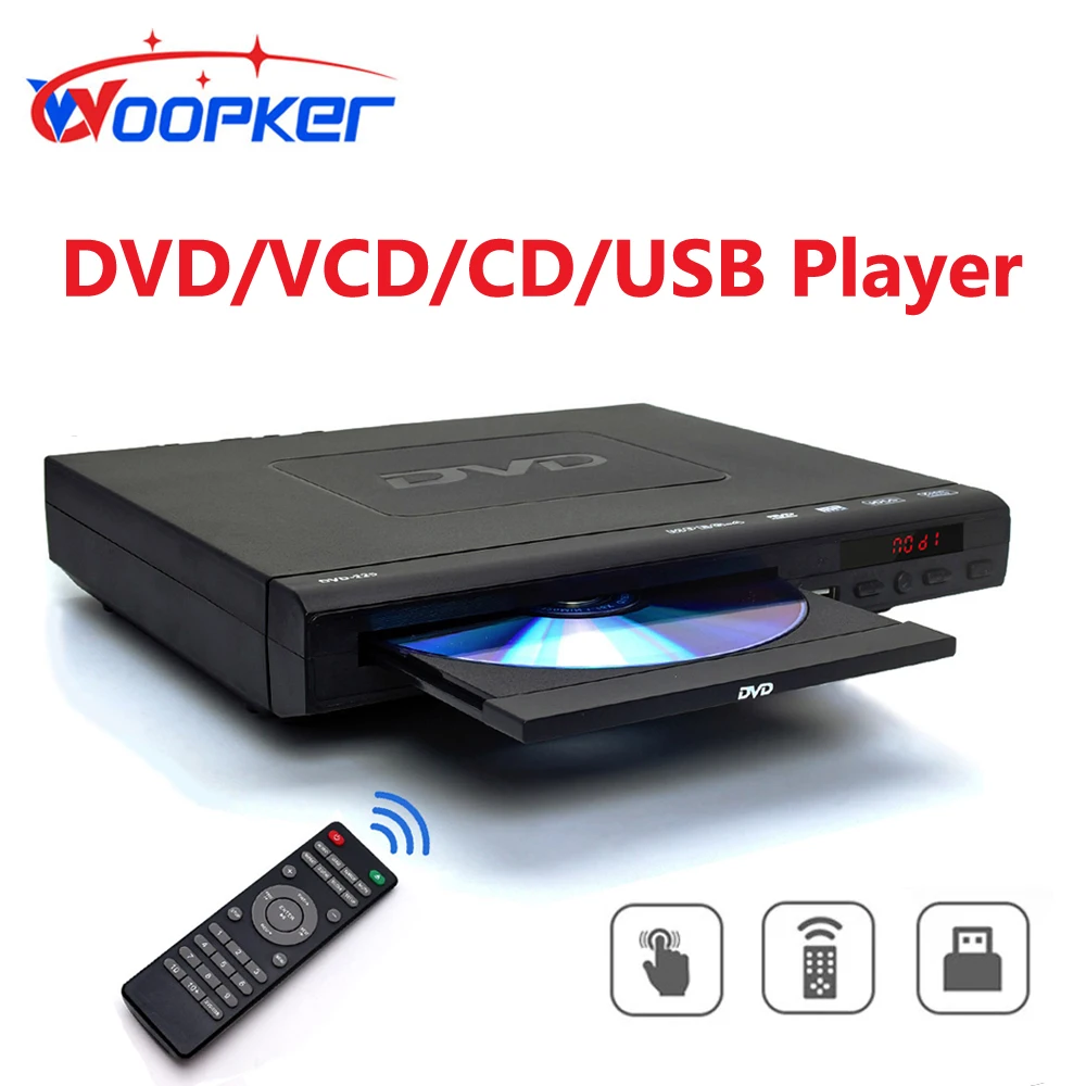 

Woopker Home DVD Player DVD-225 PAL NTSC Multi-region DVD Player with Support for Digital TV CD VCD DVD USB with Remote Control