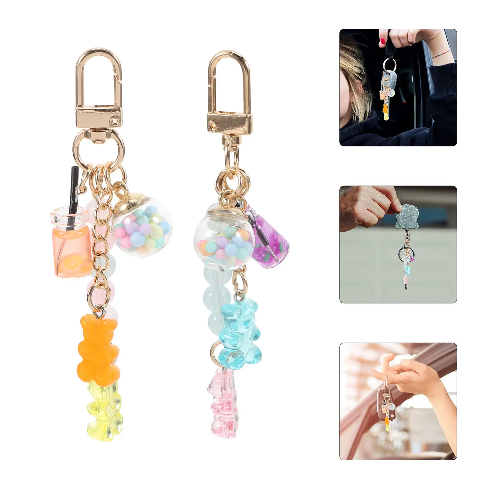2 Pcs Backpack Charms for Bag Key Decoration Car Pendant Bear Rings Accessories Keychain Keychains