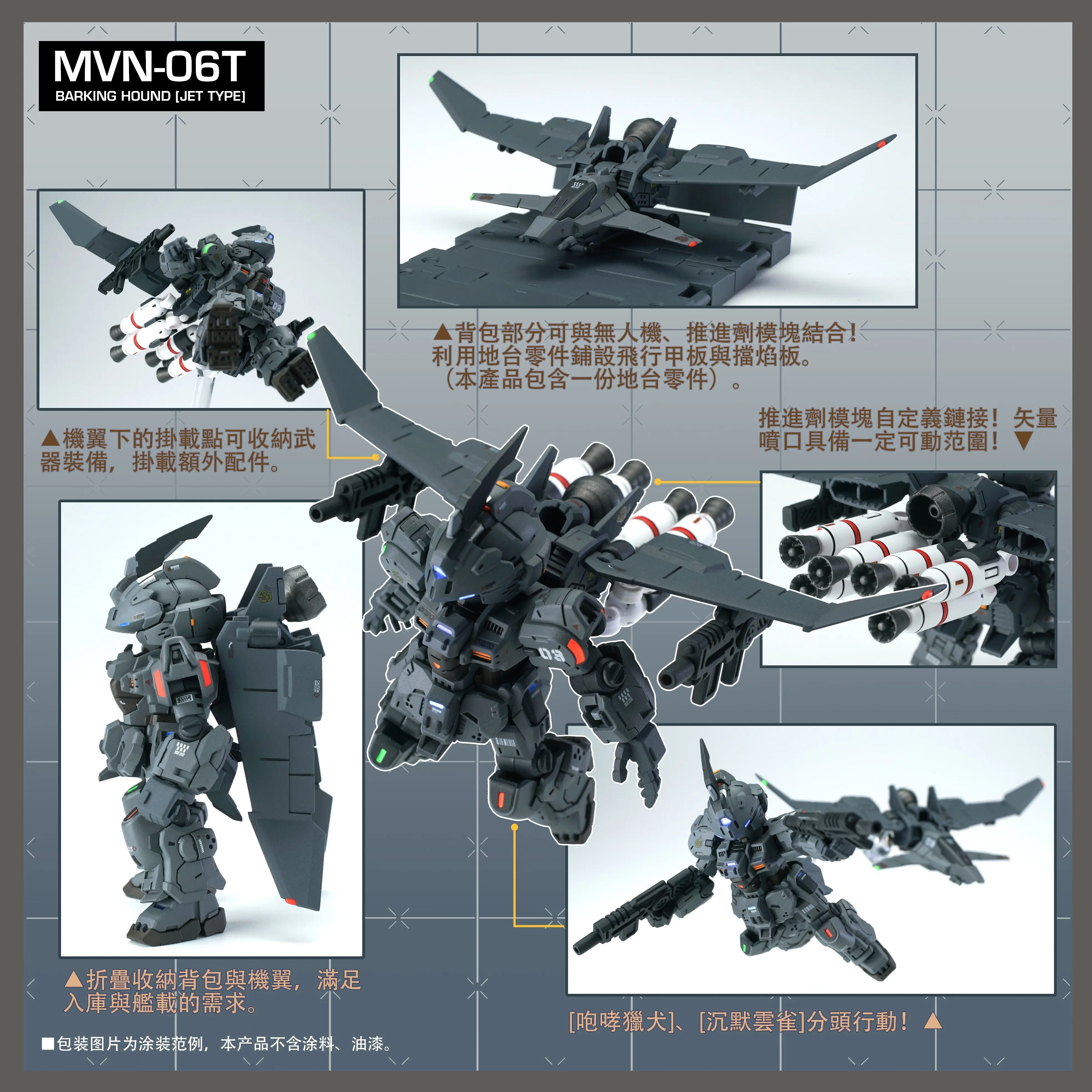 Baichuan Model Mvn 06t Barking Hound Jet Type Mecha Assembly Model Kit Amphibious Equipment Action Figure For Hobby Collectors