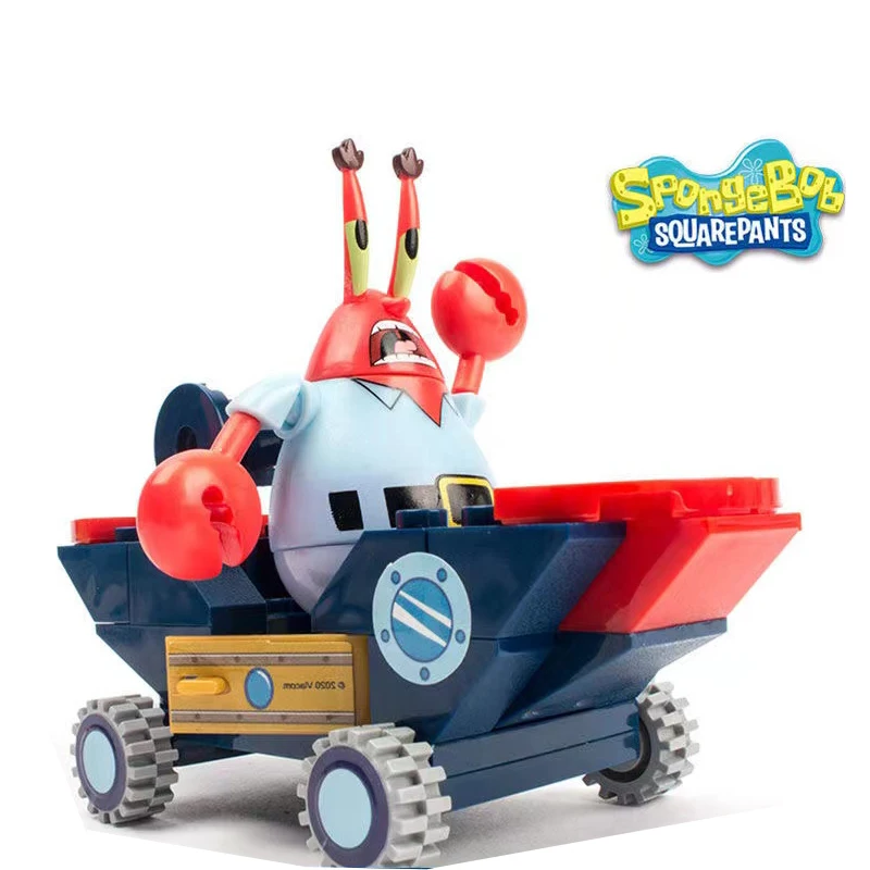 SpongeBob SquarePants Crab Burger Base Ship Restaurant Assemble Building Blocks Biqibao Adventure Puzzle Ornament Kids Gift Toys