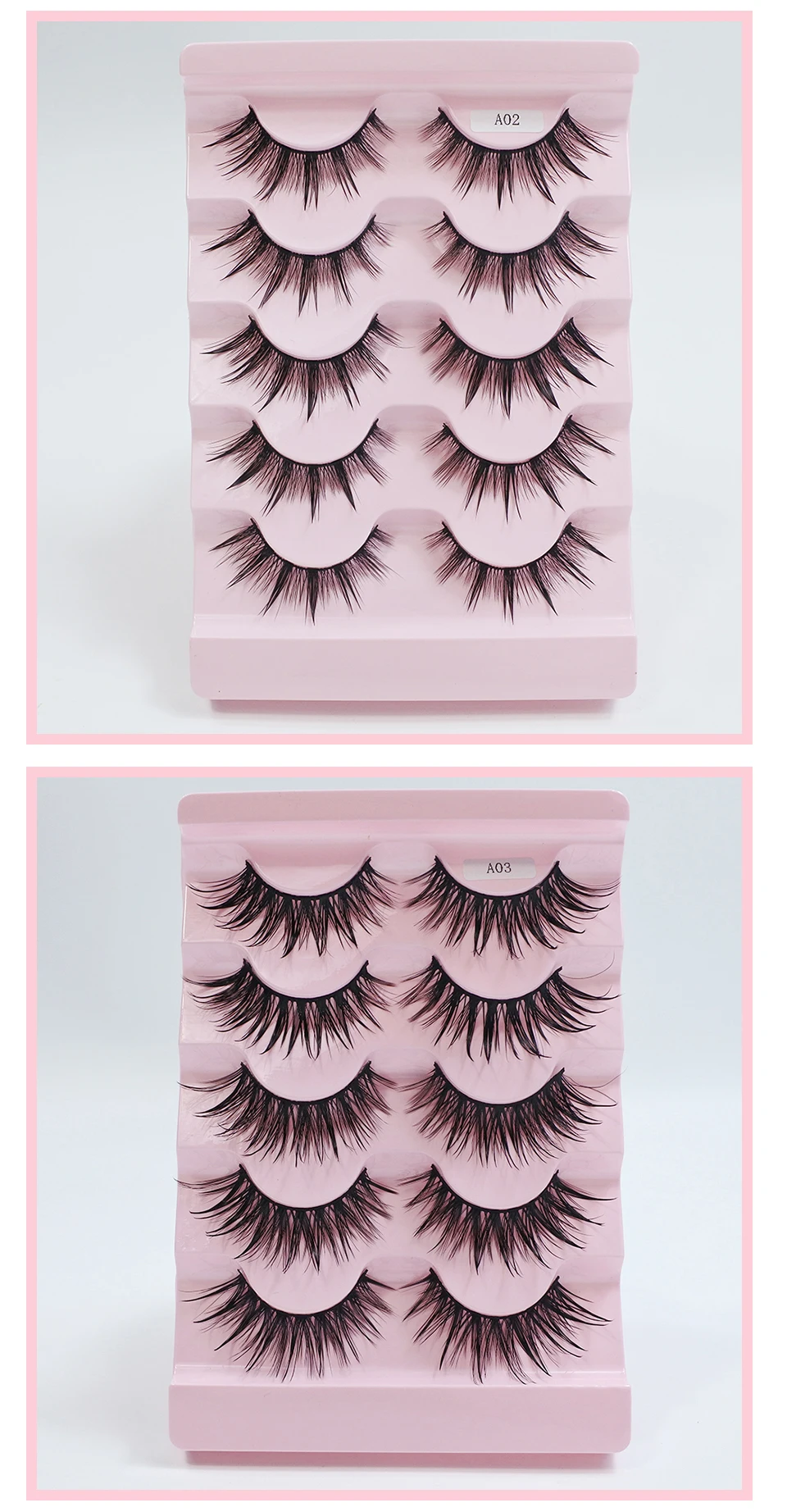5 Paare weibliche Cosplay gefälschte Wimpern koreanisches Make-up neuen Stil nasse Spikes 3d Wimpern Bulk Großhandel Manga Wimpern – Detail 4