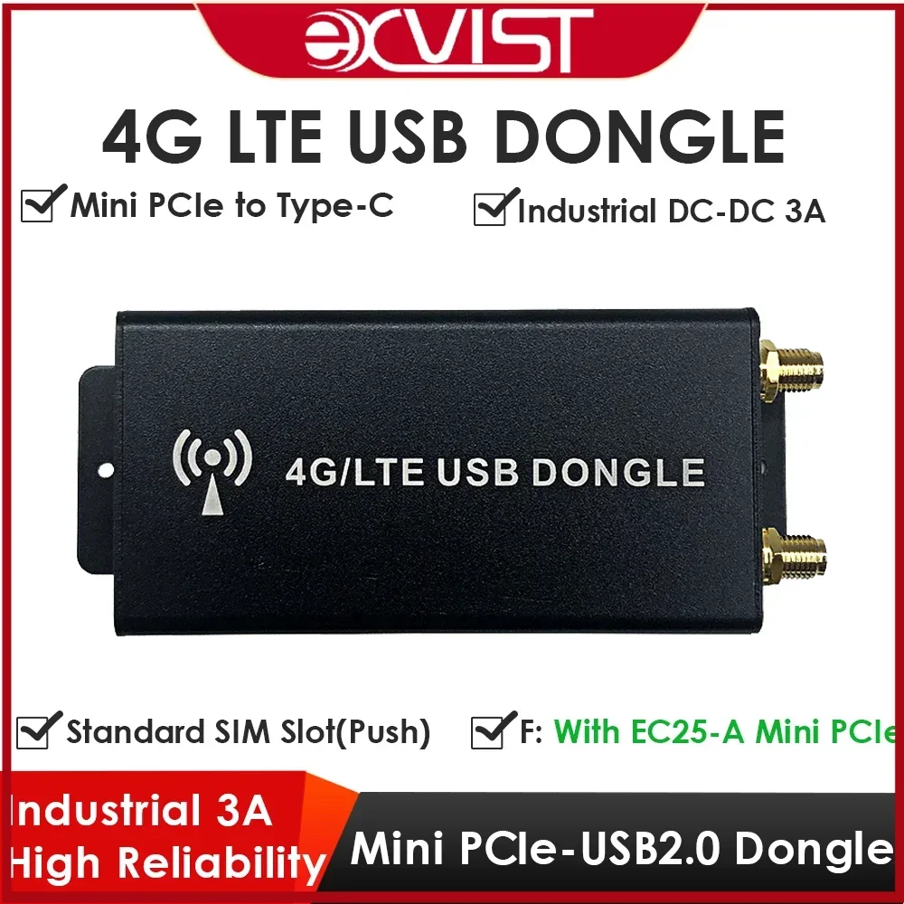 4G LTE Dongle with EC25-A Mini PCIe Modem Industrial Mini PCIe to USB Type-C Adapter with SIM Card Slot LTE FDD B2/B4/B12