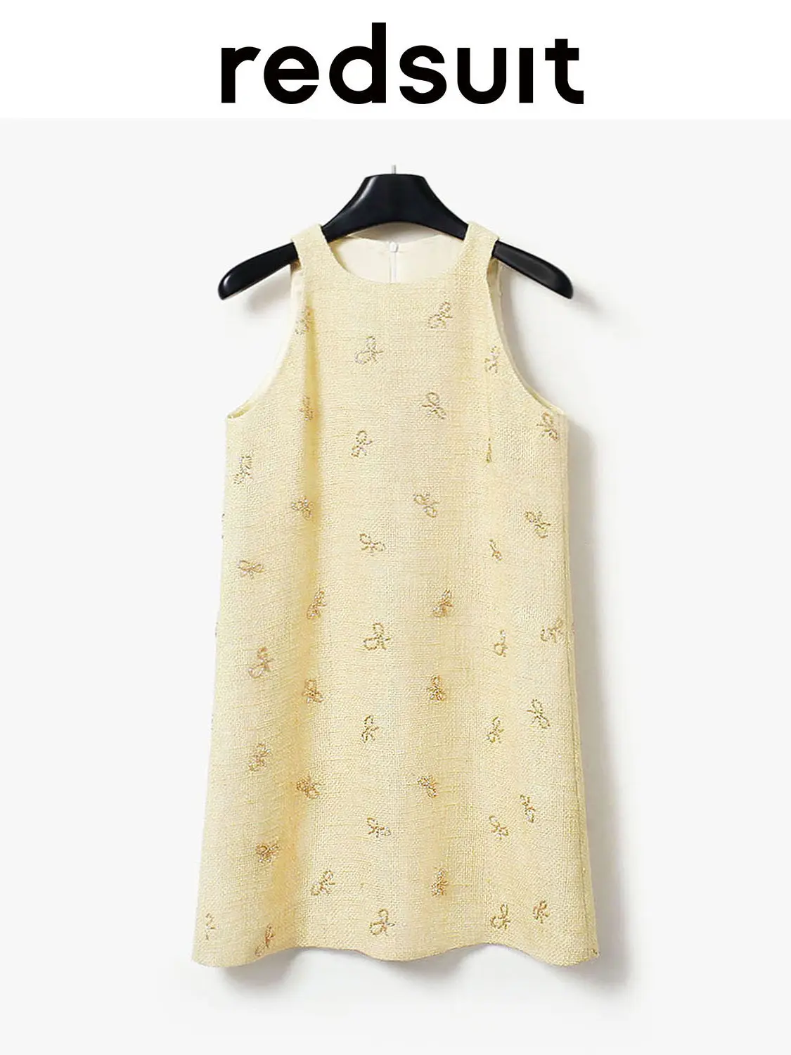 

New Gentle bead bow design yellow lightweight floral sleeveless dress custom size