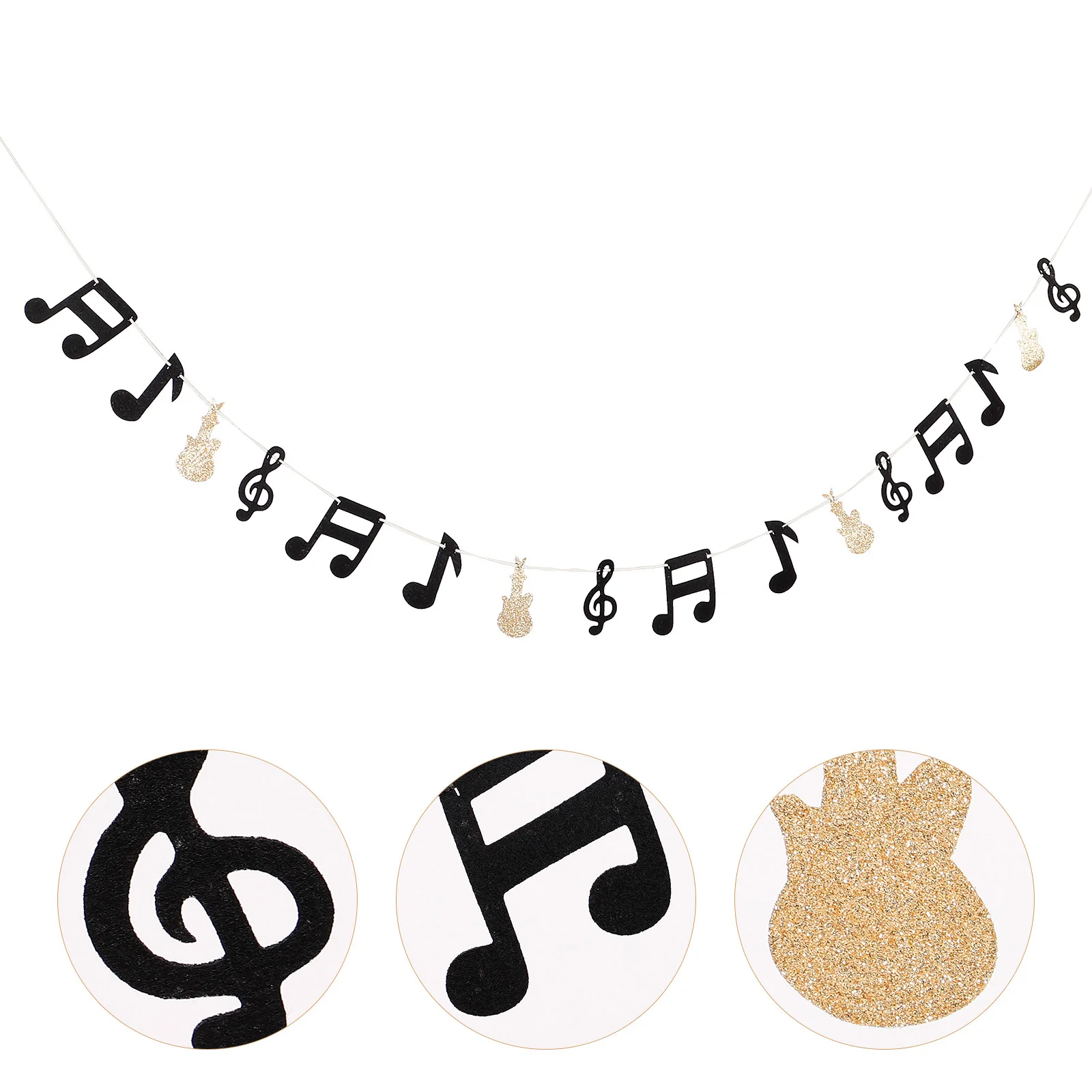 

1Set Music Party Decoration Banner Shiny Musical Note Guitar Backdrop for Rock Birthday Photo Prop Music Note Decoration Banner