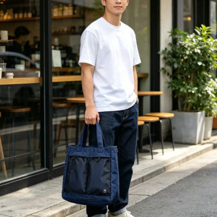 Porter Yoshida Vertical Tote Bag Large Capacity Multi Pocket 2 Way Crossbody Underarm Fashion Premium