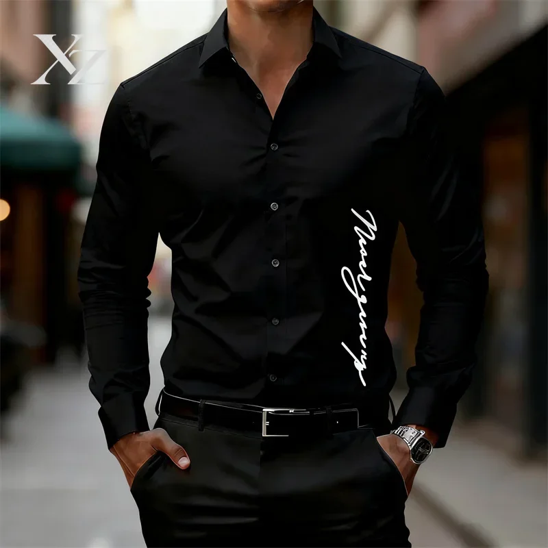 Men's Long-Sleeve Slim Fit Solid Color Shirt, Stylish Versatile Top for Business, Commute, Everyday Wear, 2025 New