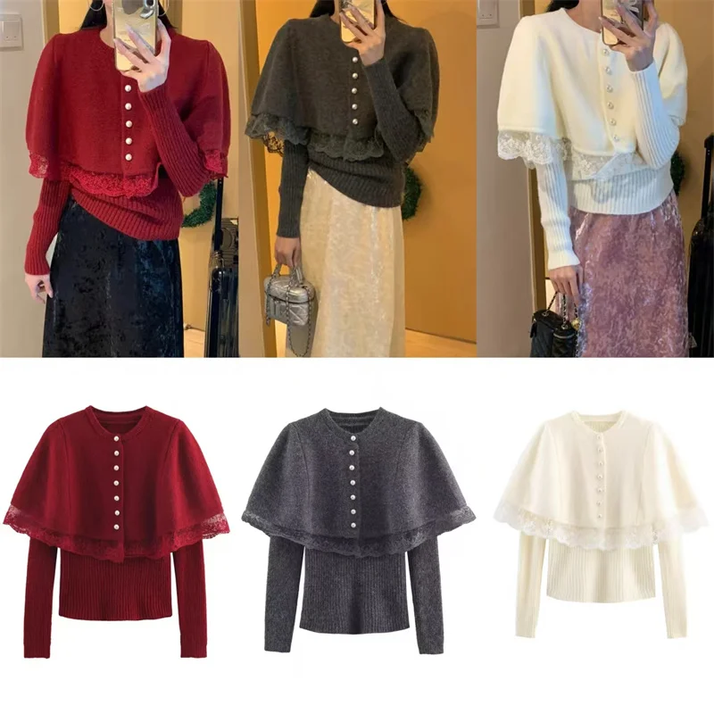 

Женский топ, новинка осени 2024, однотонная накидка с длинными рукавами, вязаный комплект из двух предметов, топ, повседневный модный стильный и элегантный