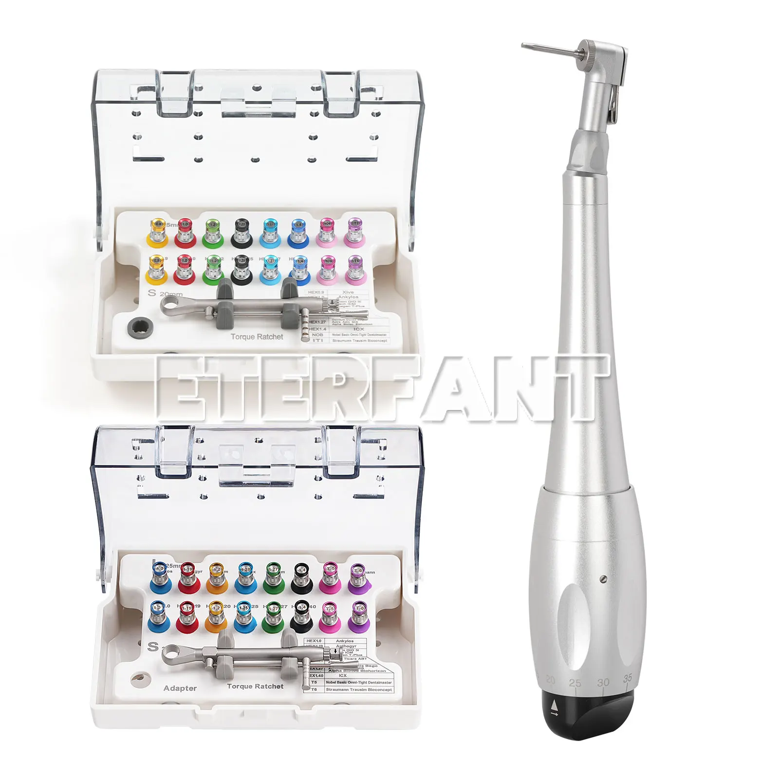

Dental Implant Kit with Torque Ratchet&16XUniversal Drivers/Torque Wrench Universal Implant Kit Wrench Contra Angle w/16Drivers