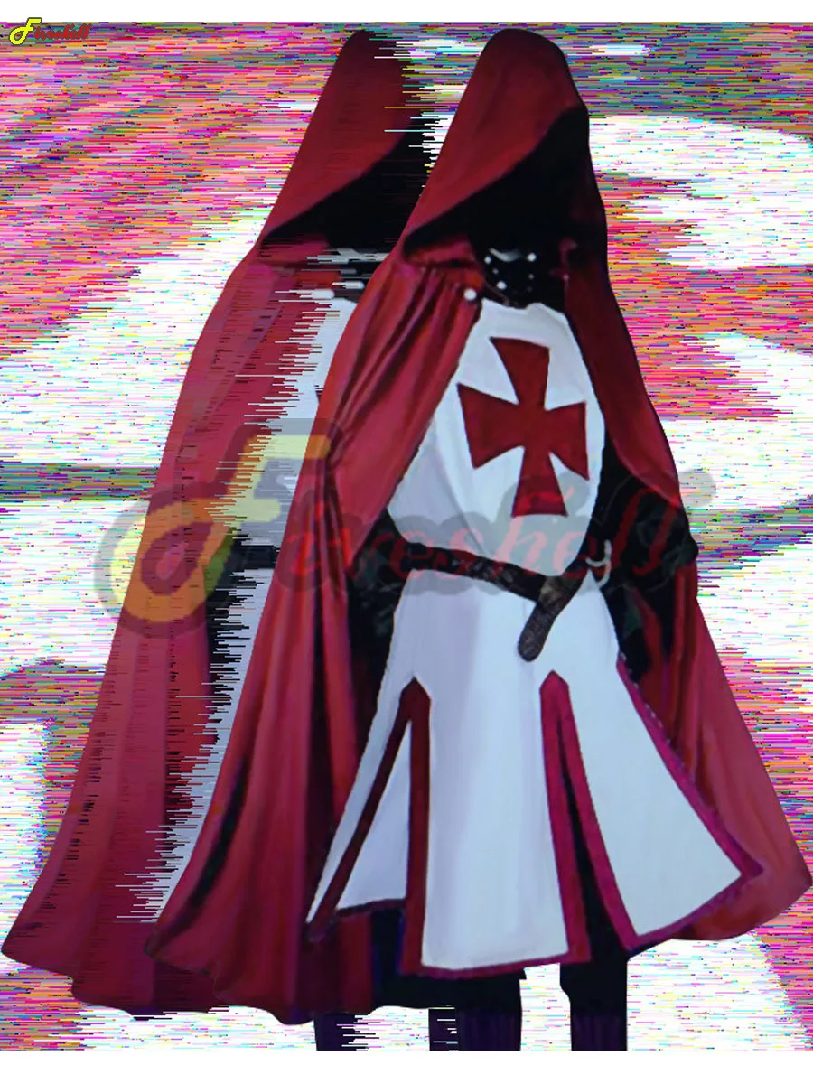 Plus Size uomo medievale Cosplay Robes Templar cavaliere crociato Surcoat manica lunga manica corta Mens top rievocazione Costume