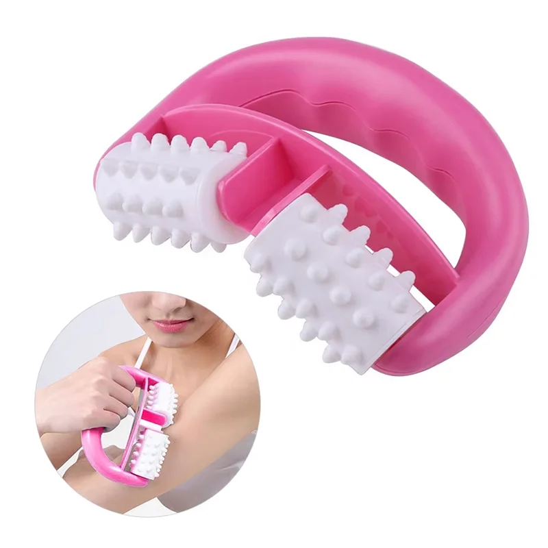 V-Shaped Handheld Roller Massager Chest Back Lumbar Spine Massager Body Shaping and Leg Slimming Meridian Massager Leg Slimming