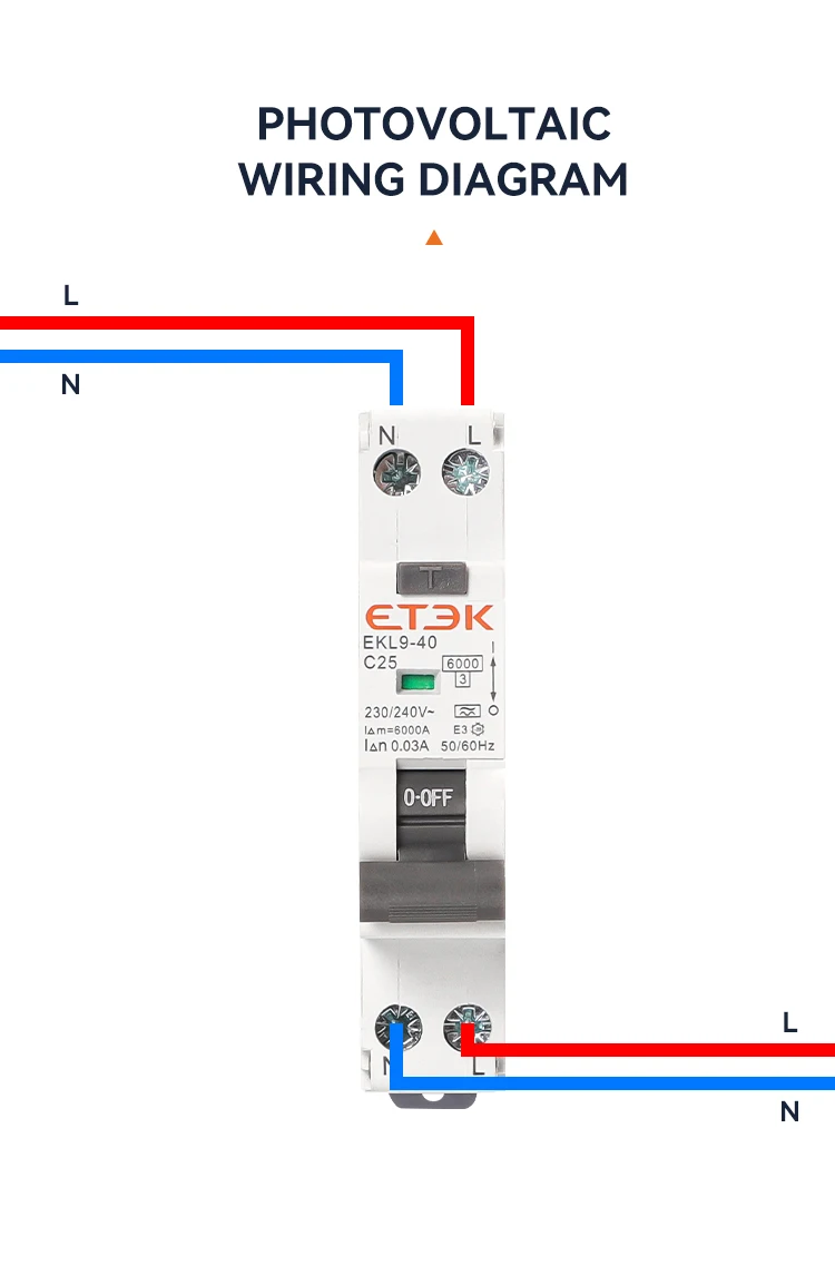 ETEC RCBO Typ A Fehlerstrom-Schutzschalter 6KA 1P+N DPN Mit Überstrom- und Leckageschutz 30mA EKL19-40 – Detail 9