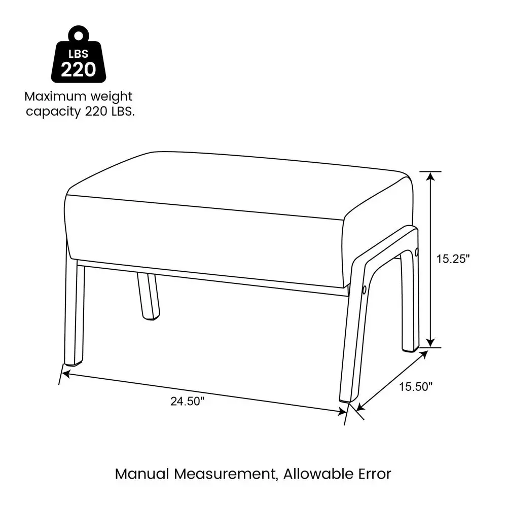 

Rectangle Ottoman Bench, Modern Coffee Leatherette Footstool with Walnut Rubberwood Legs for Living Room, Bedroom