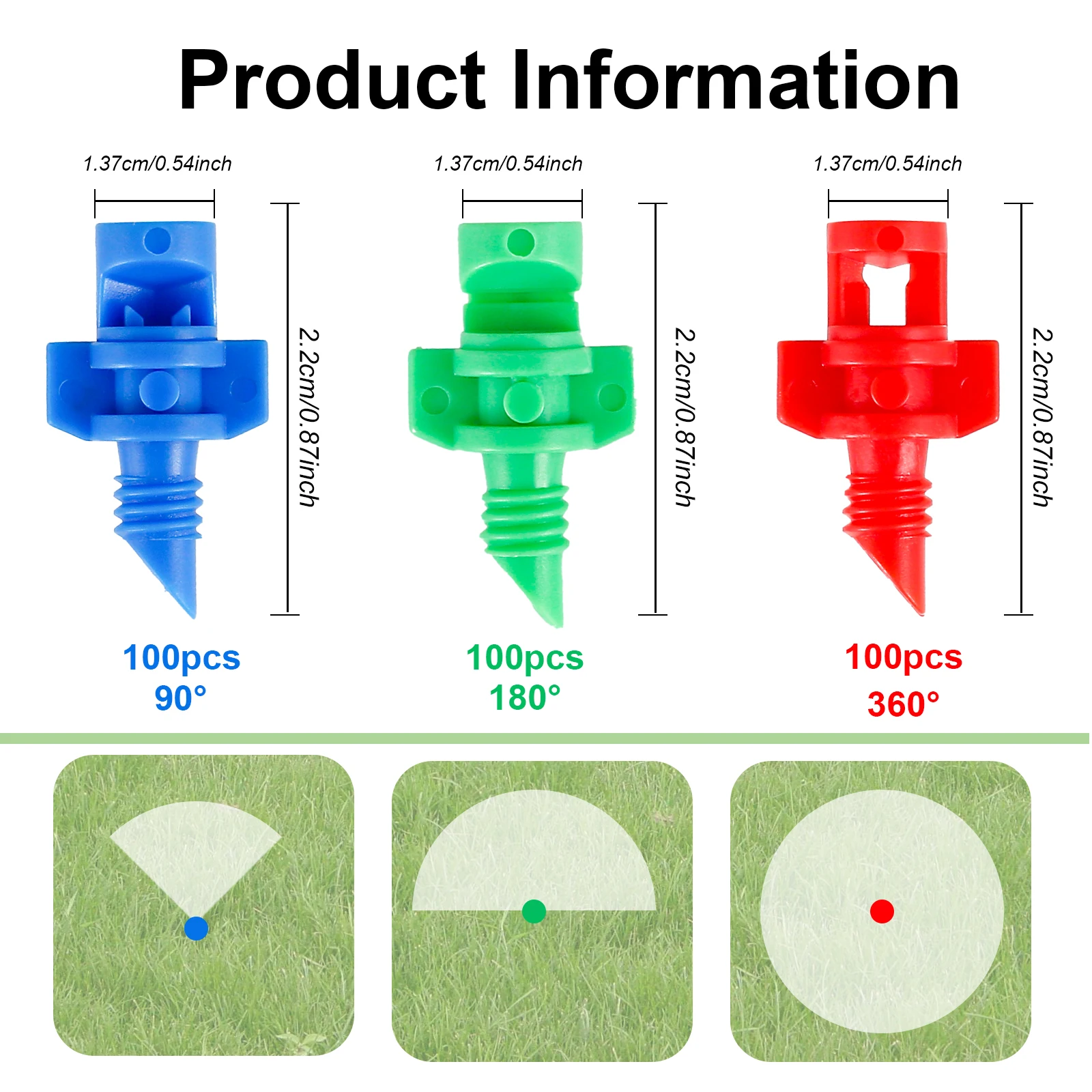 300Pcs Micro Misting Nozzle Sprayer 90/180/360 Degree Plastic Micro Irrigation Atomizing Sprinkler Refraction Misting Nozzle