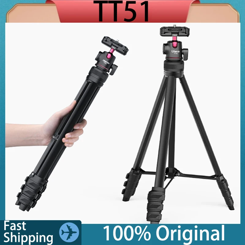 Original Ulanzi TT51 Portable Tripod Aluminium Alloy Universal Phone Camera Stand with 360 Rotation Ballhead Custom Phone Clamp