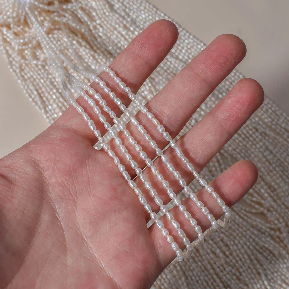 4A Natural 100% Freshwater White Rice Shaped Pearl Isolated Loose Bead Gift Jewelry Make DIY Necklace Bracelet Accessories 36CM