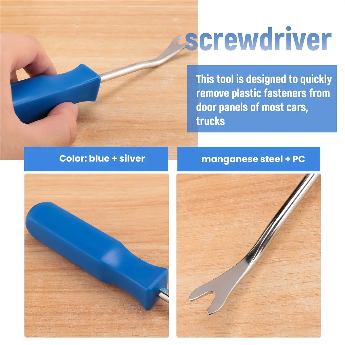 Super Sale Car Door Interior Trim Clip Panel Upholstery Fastener Clip Remover Tool Screwdriver Nail Puller 4 Inch Blue