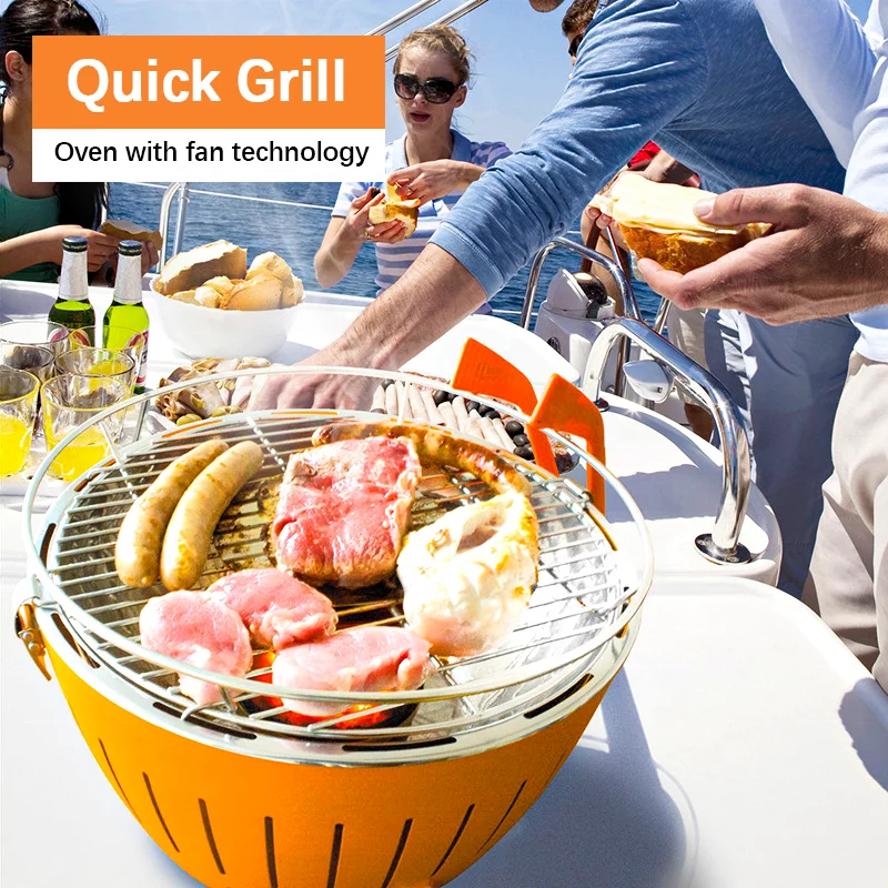 Factory Direct 2026 Griglia per barbecue a carbone in acciaio inossidabile da campeggio all'aperto Griglia turbo portatile
