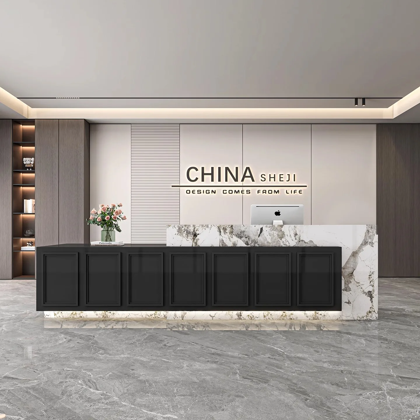 

Company front desk Hotel information desk Beauty salon Reception desk Educational institution Bar office Sales department checko